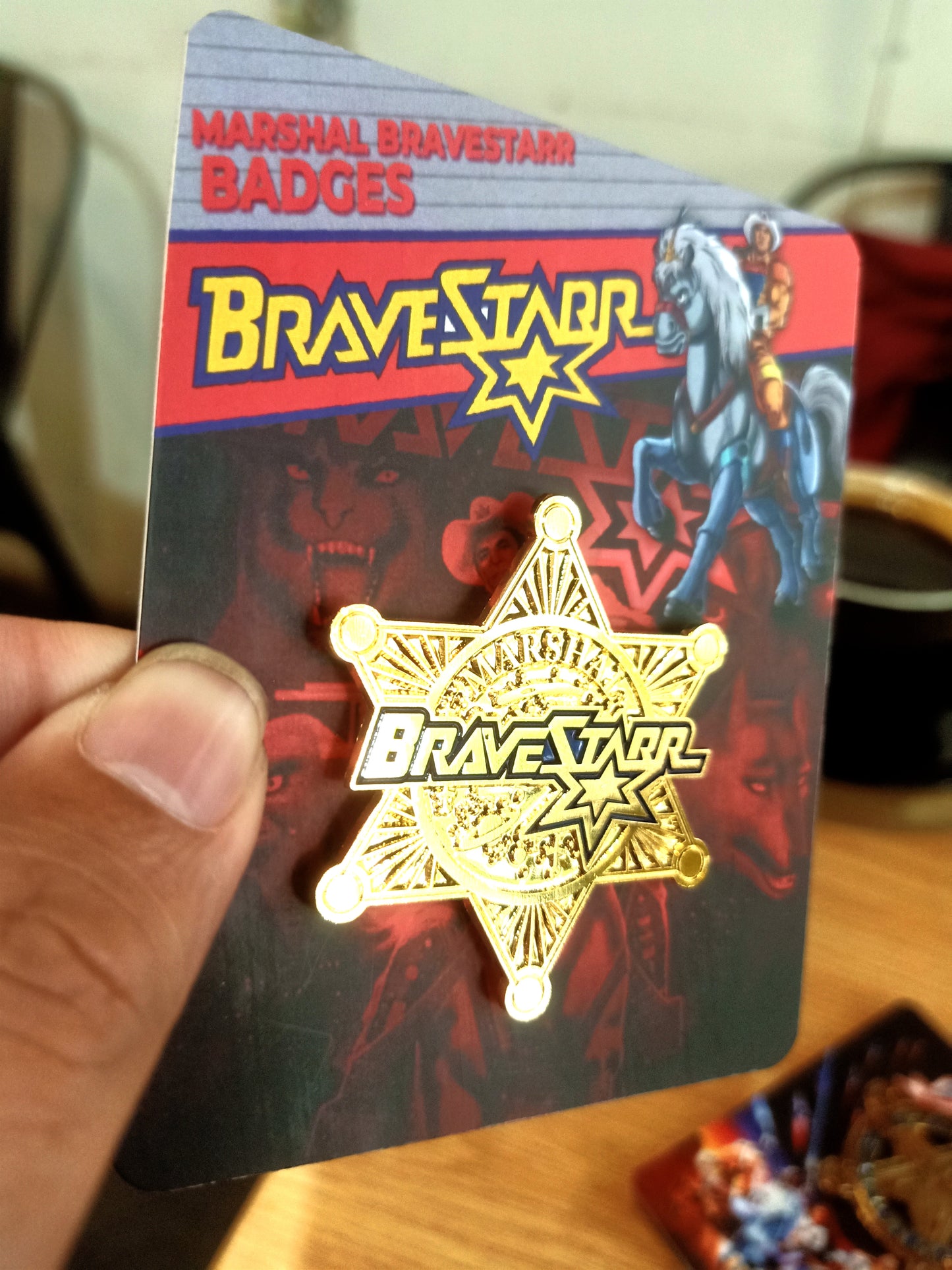 Bravestarr emblem bagdes magnetic diecast  pin vintage style