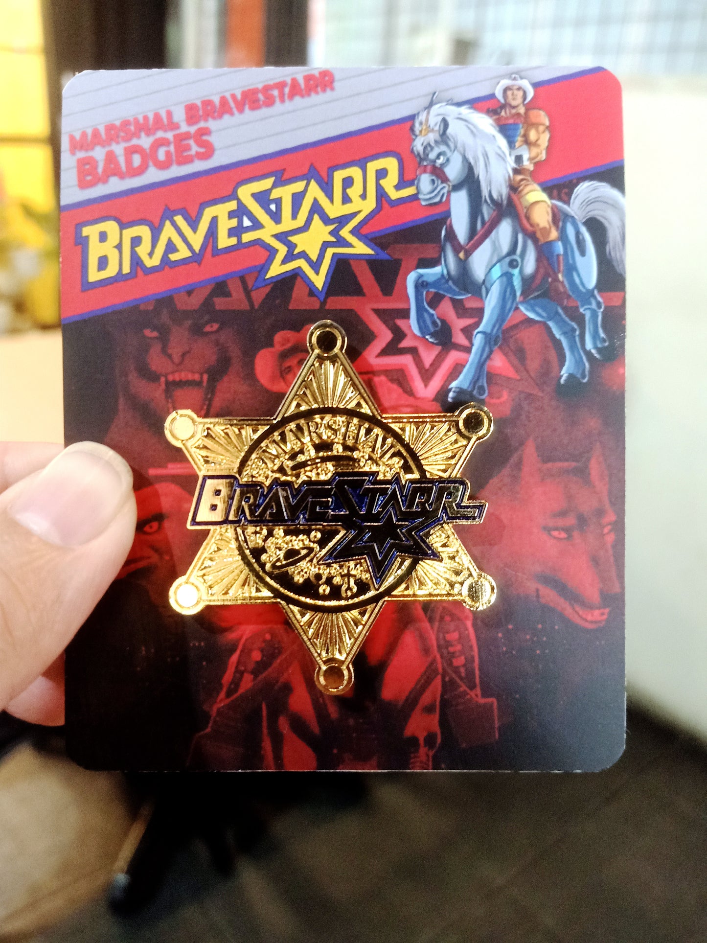 Bravestarr emblem bagdes magnetic diecast  pin vintage style