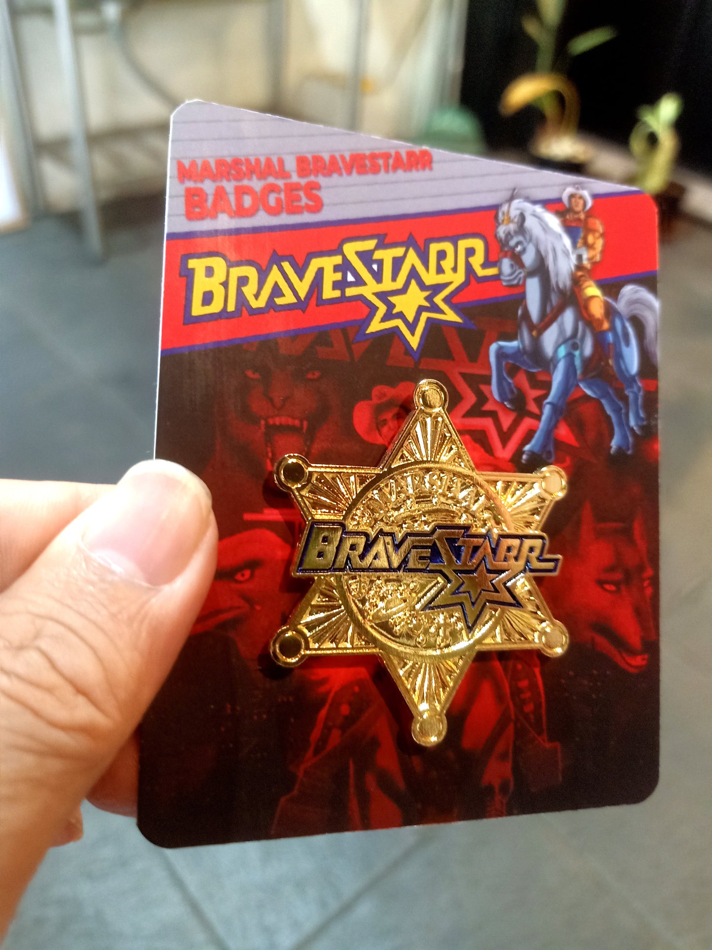 Bravestarr emblem bagdes magnetic diecast  pin vintage style