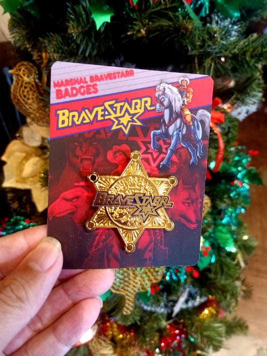 Bravestarr emblem bagdes magnetic diecast  pin vintage style