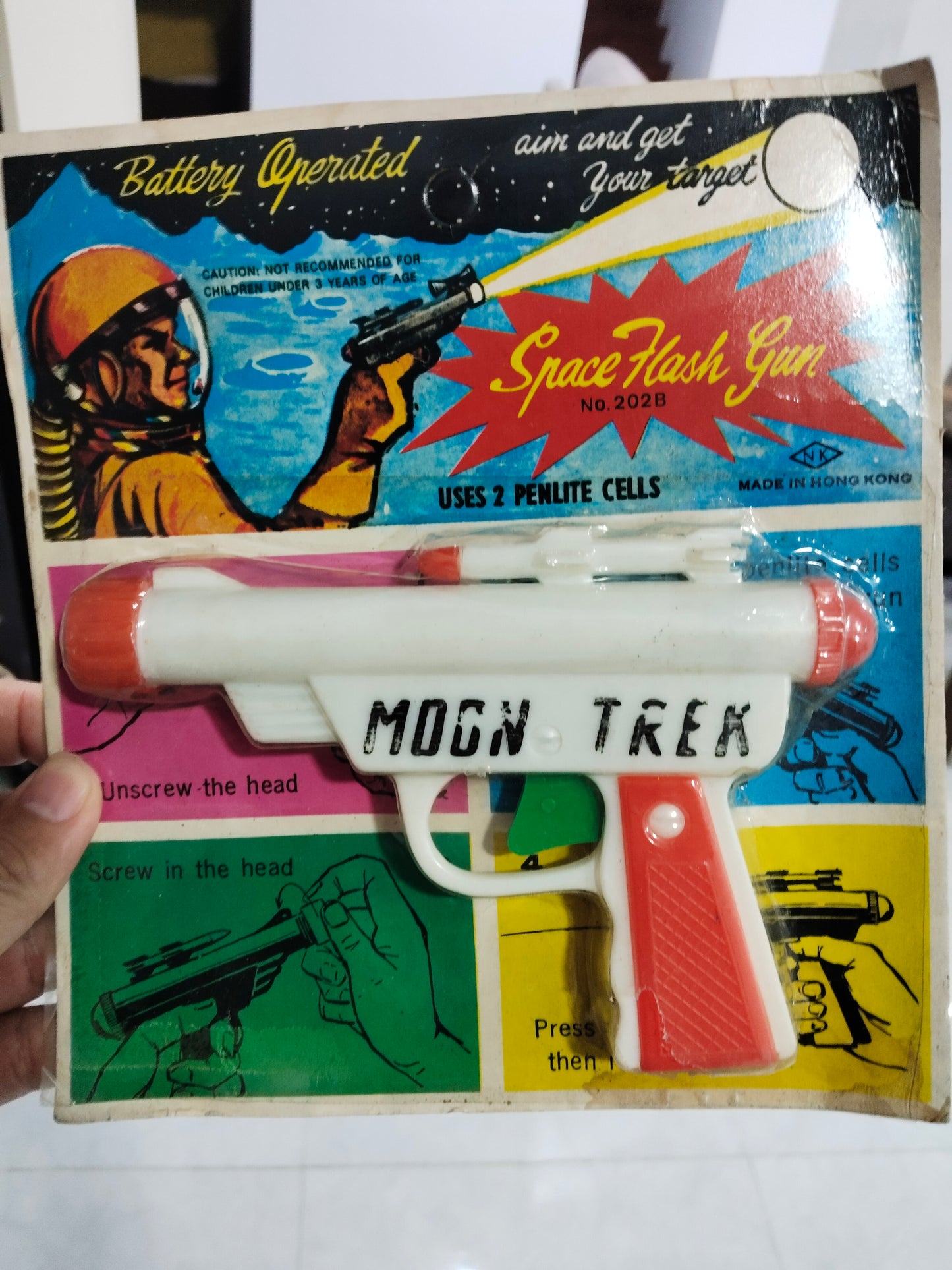 Vintage Bootleg Star Trek Flashlight Spock Space Flash Gun With Card Flashlight Toy