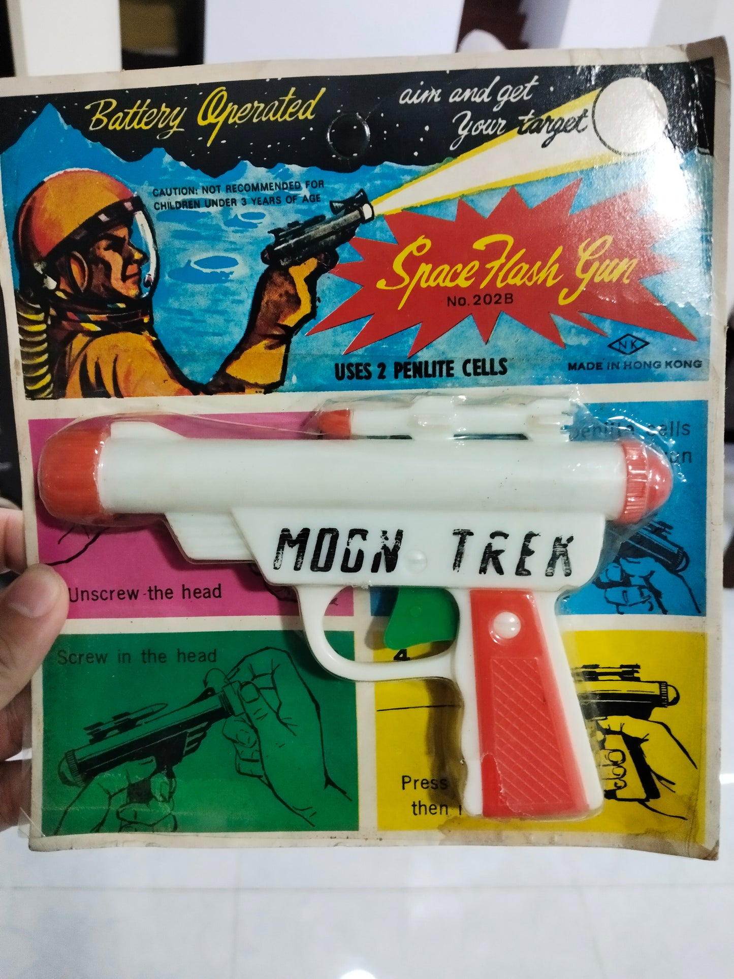 Vintage Bootleg Star Trek Flashlight Spock Space Flash Gun With Card Flashlight Toy