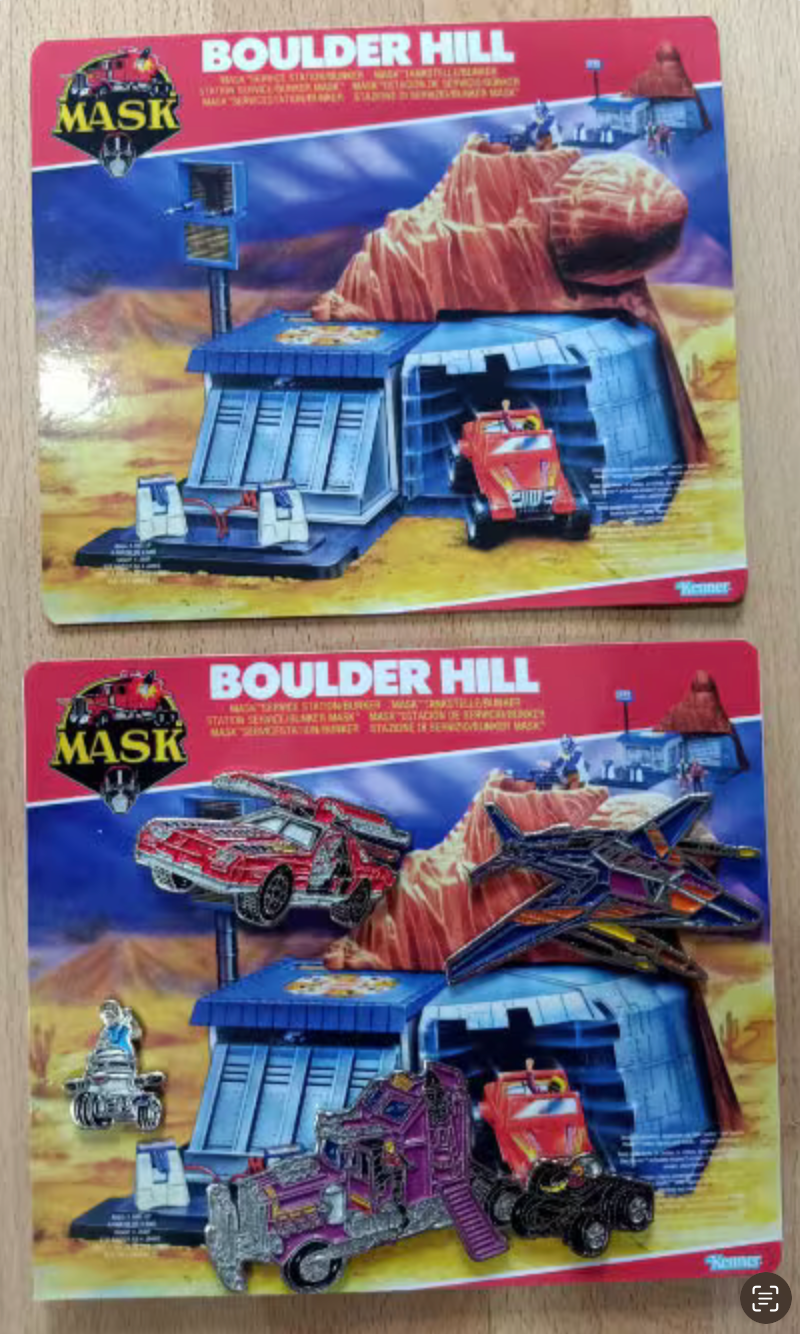 M.A.S.K PlaySet Hard Enamel Pin (ThunderHawk+TBob+Rhino+SwitchBlade+2background card of BoulderHill)