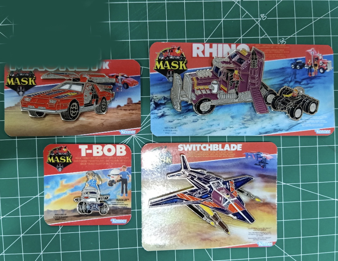 M.A.S.K PlaySet Hard Enamel Pin (ThunderHawk+TBob+Rhino+SwitchBlade+2background card of BoulderHill)