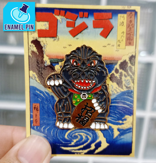 GODZILLA Lucky Neko Diecast Pin