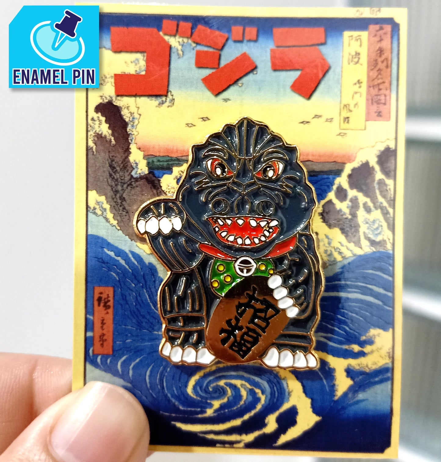 GODZILLA Lucky Neko Diecast Pin