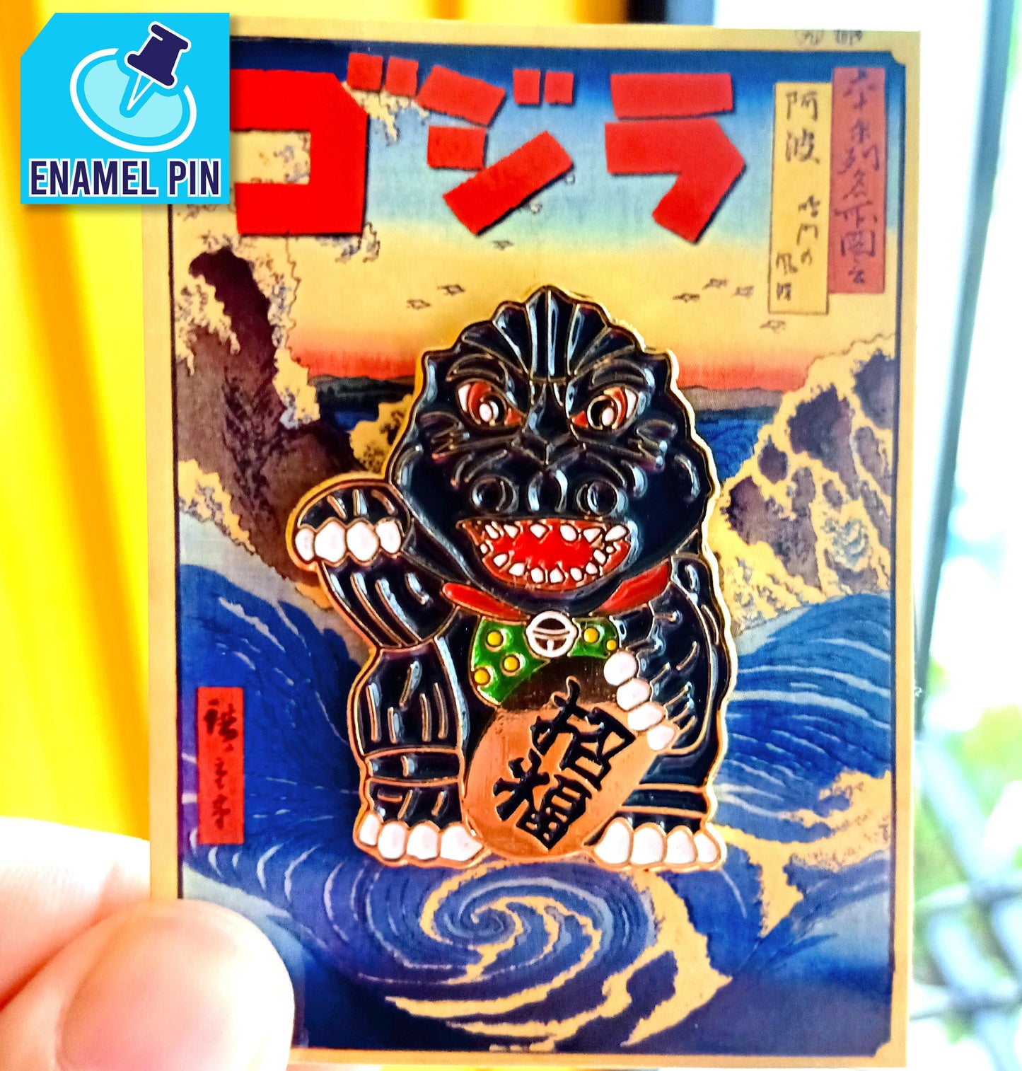 GODZILLA Lucky Neko Diecast Pin